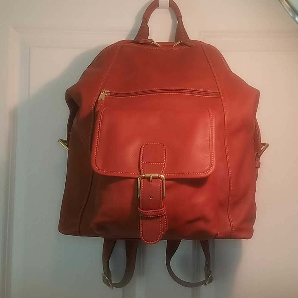 Coach medium brown leather backpack